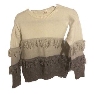 Bibi Ombré Cream To Gray Sweater Size Medium‎ Fringed